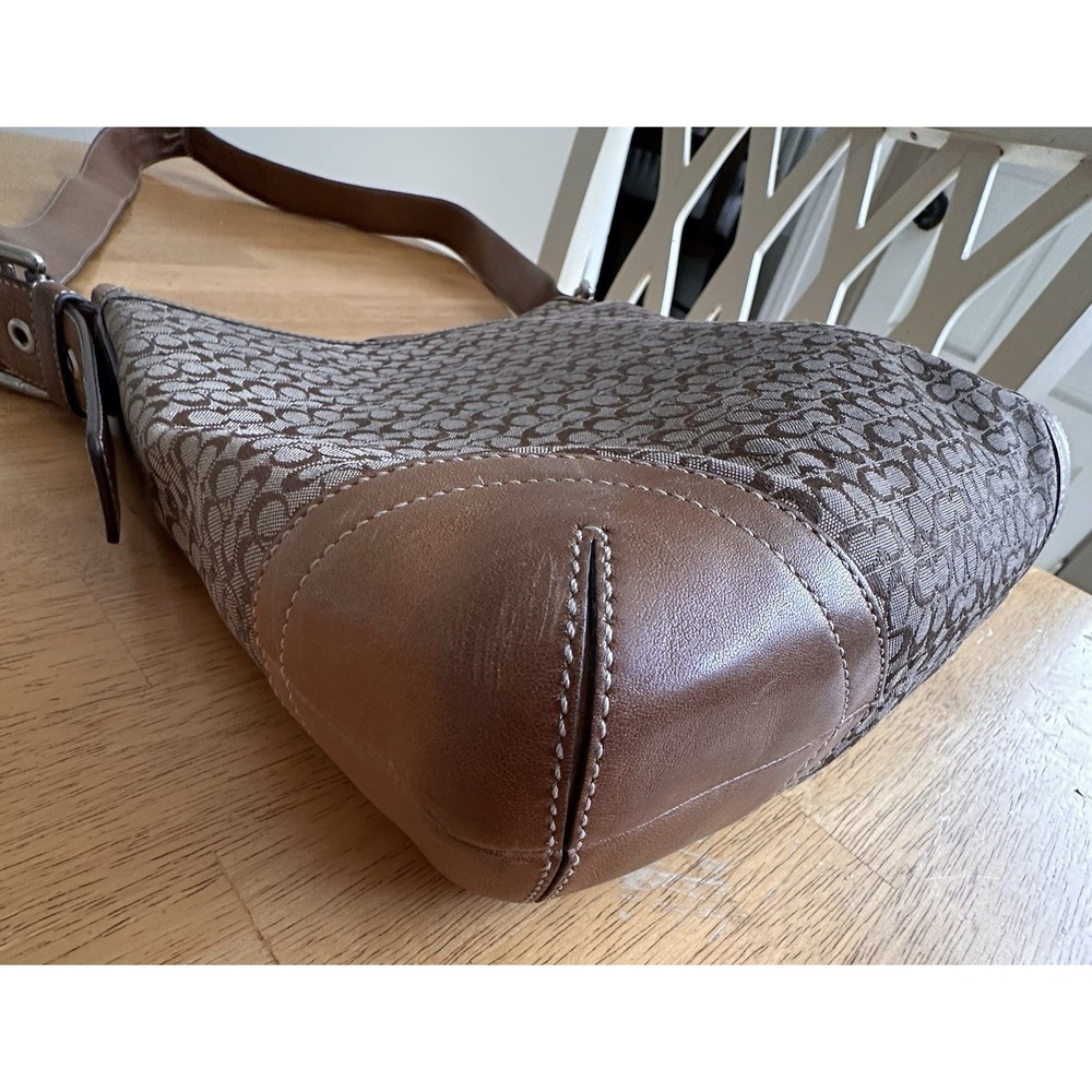 Y2K Coach Soho Signature Jacquard Flap Crossbody Bag Brown Canvas Leather READ - Picture 7 of 16